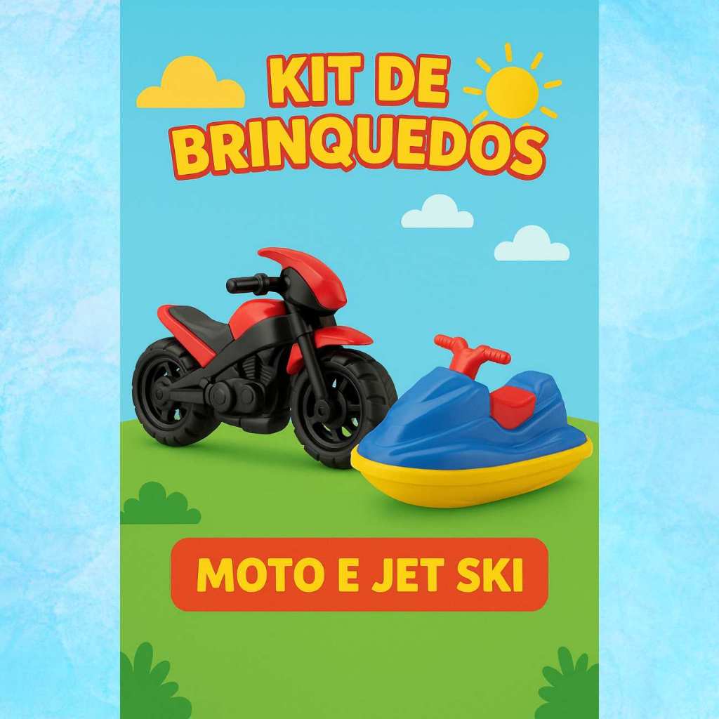 Brinquedos de Menino Moto Jet Ski de Brinquedo Infantil Kit 2 Plástico Resistente Divertido Educativo
