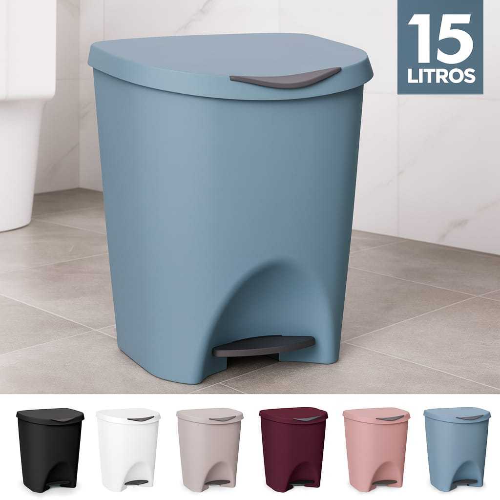 Lixeira Com Pedal Cozinha Banheiro 15 Litros Cores Diversas Acabamento Polido Resistente Otima Qualidade Limpeza em Oferta na Shopee