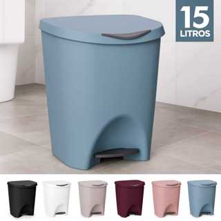 Lixeira Com Pedal Cozinha Banheiro 15 Litros Cores Diversas Acabamento Polido Resistente Otima Qualidade Limpeza em Oferta na Shopee