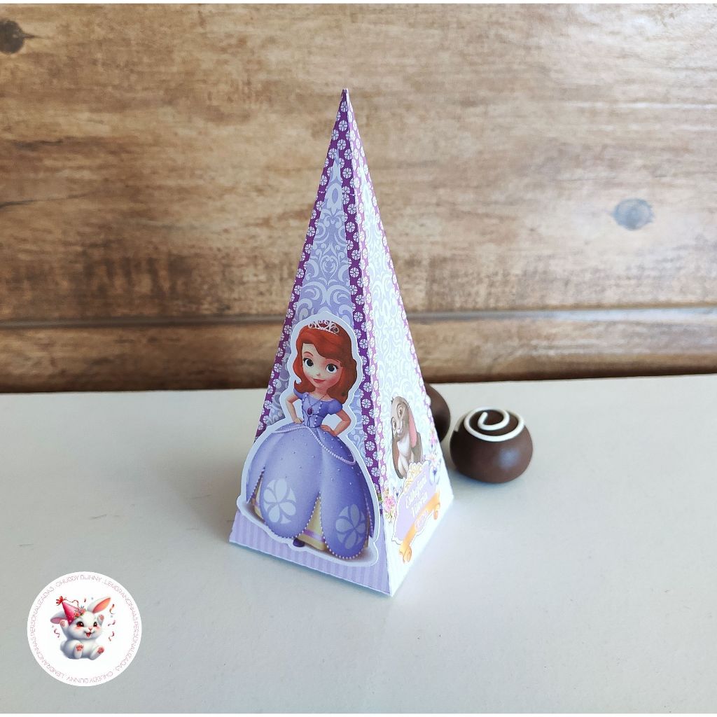 LEMBRANCINHA PERSONALIZADA - 6 CONE PIRÂMIDE PRINCESA SOFIA - PAPELARIA PERSONALIZADA - PERSONALIZADOS