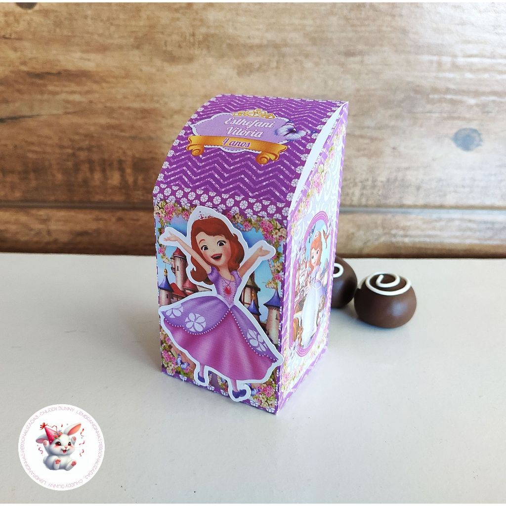 LEMBRANCINHA PERSONALIZADA - 5 CAIXA INCLINADA PRINCESA SOFIA - PAPELARIA PERSONALIZADA - PERSONALIZADOS