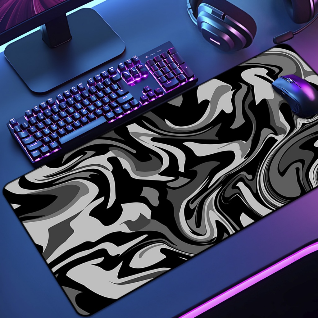 Mouse Pad Grande Gamer Abstrato 65x30 70x35 80x35 90x40 90x50 120x60 Antiderrapante Borda Costurada