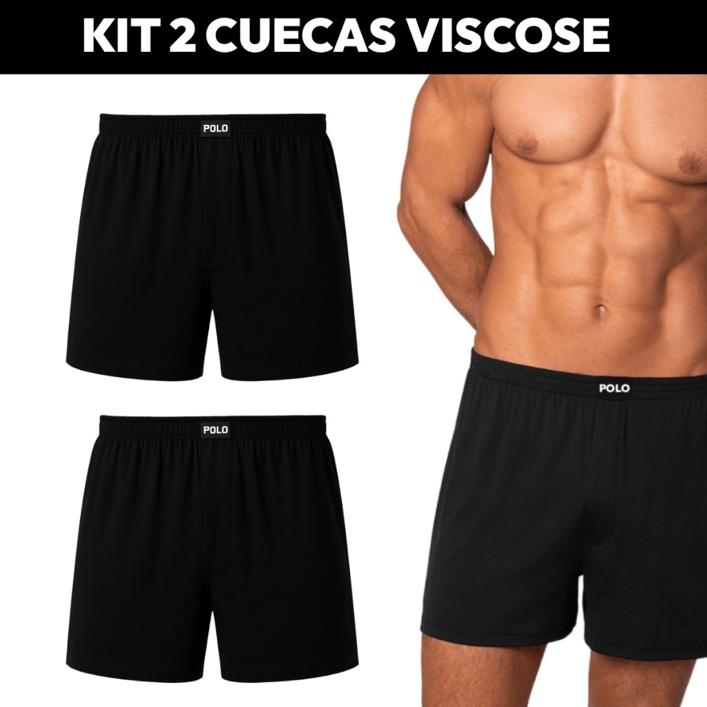 Kit 2 Cueca Samba Canção Polo Star Viscose Fibra de Bambu Toque Gelado Masculina