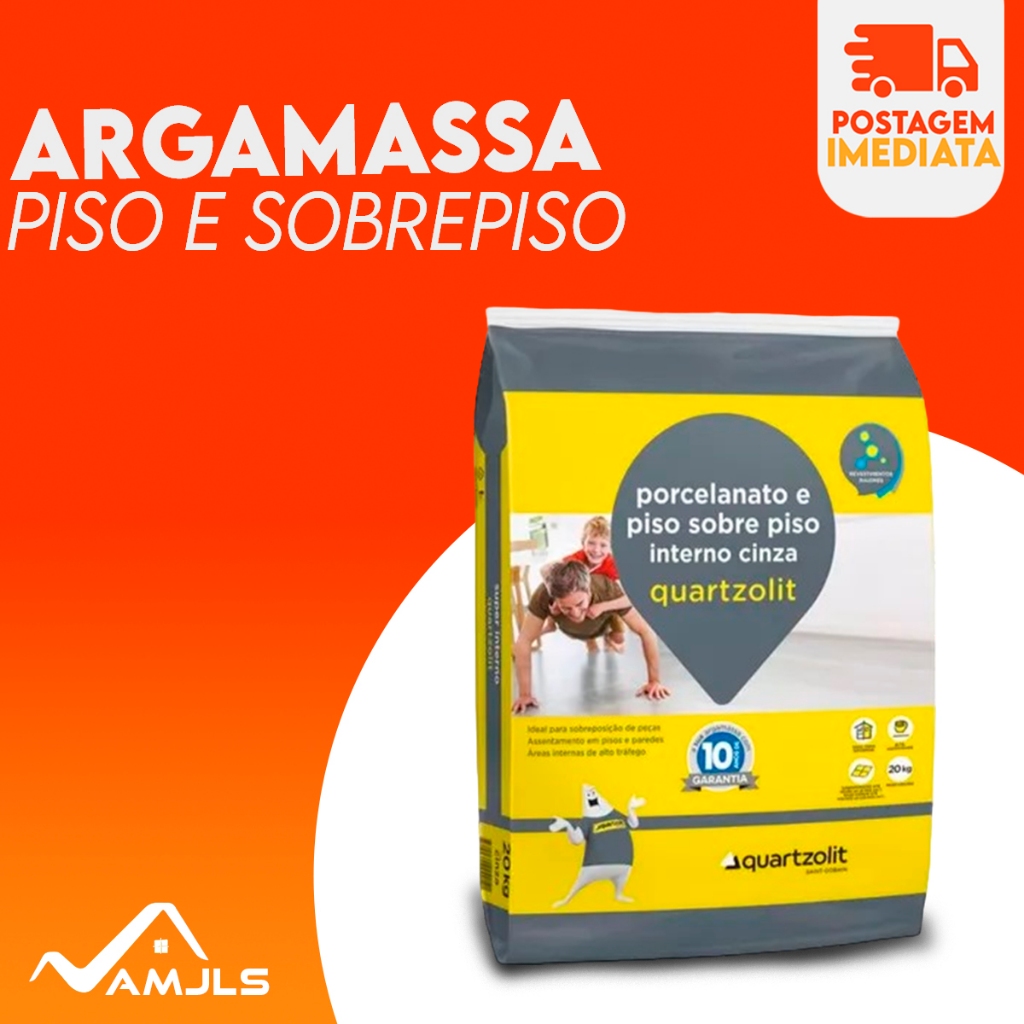 Argamassa p/ Porcelanato e Piso sobre Piso INTERNO Branca e Cinza (20Kg) - Quartzolit