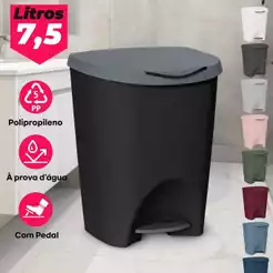 Lixeira Com Pedal 7,5 Litros Para Cozinha Banheiro Escritorios Diversas Cores Acabamento Polido Moderna Alta Qualidade