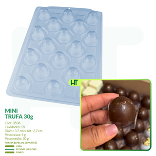 Forma para Chocolate Mini Trufa 30g SP 813 - 3506 BWB Forma Semiprofissional 3 Partes em Oferta na Shopee