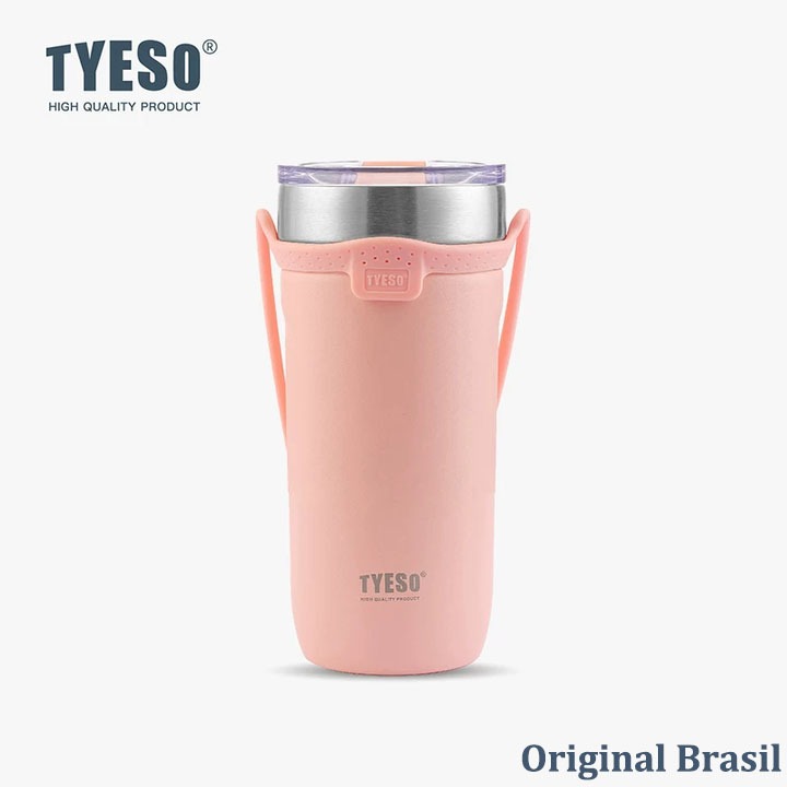TYESO Copo Térmico 550ml com Alça de Silicone Removível Aço Inox 304 Mantém 12h Quente/Frio Para Academia e Viagem em Oferta na Shopee