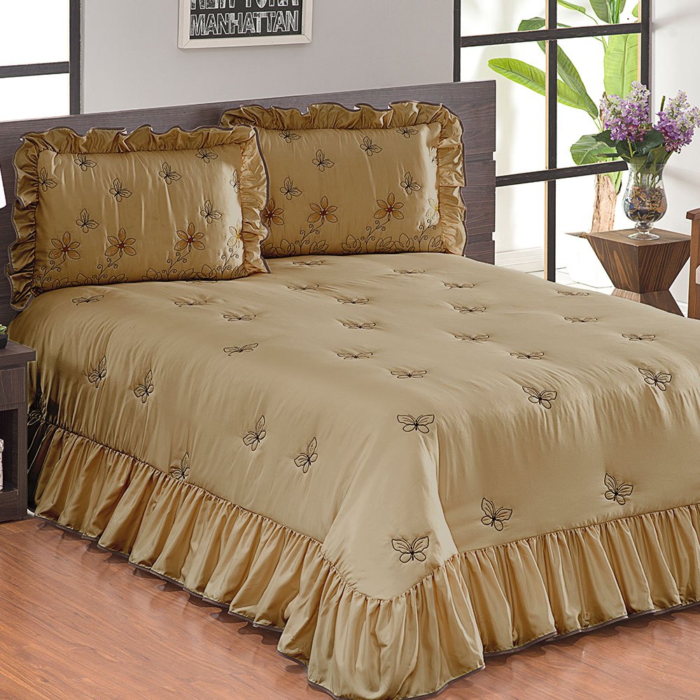 Colcha Casal Queen Coleção Borboletas 03 Peças em Oferta na Shopee