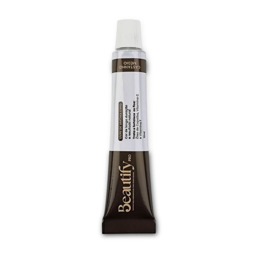 Kit Tintura Sobrancelhas Castanho Médio Beautify Pro 10 Gr