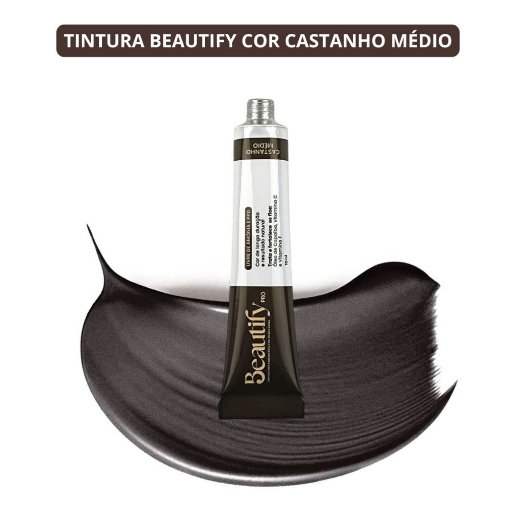 Kit Tintura Sobrancelhas Castanho Médio Beautify Pro 10 Gr