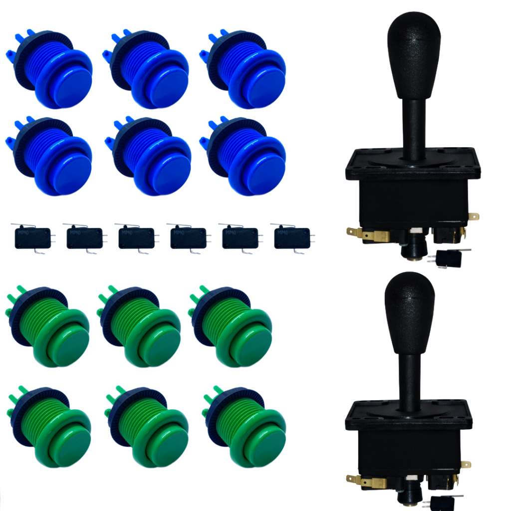 Kit 12 Botões Nylon Arcade Fliperama 2 Comando Joystick