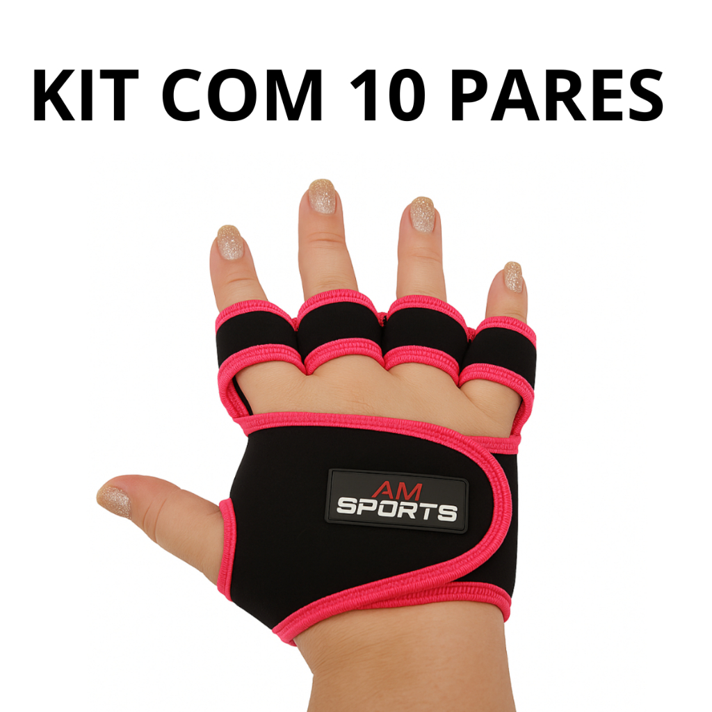 Kit 10 Pares de Luva Para Treino Academia CrossFit o Par Masculino/Feminino