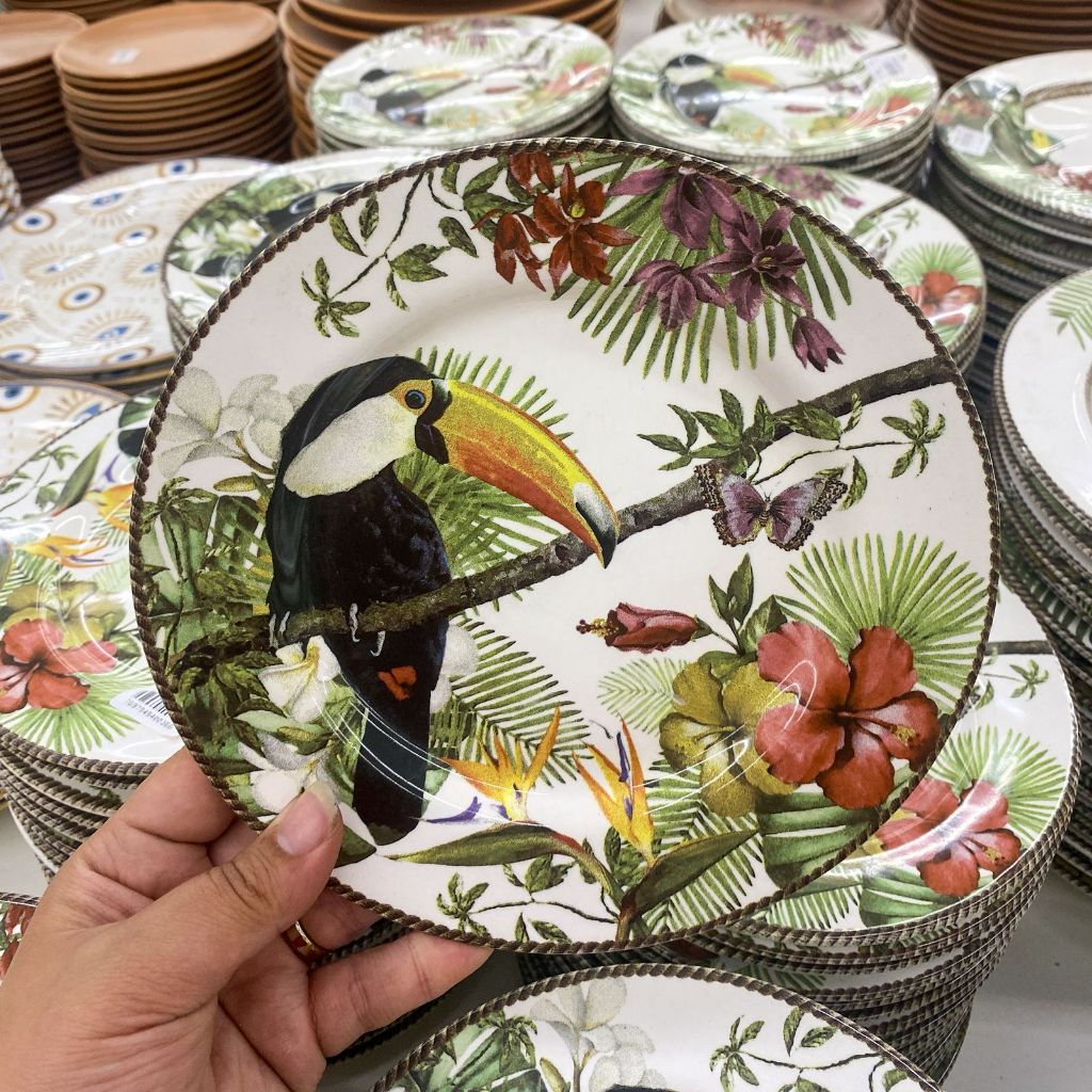 Prato de Sobremesa Tropical Tucano - Cerâmica Scalla -🦜 (unitário)| Elegante & Decorativo, mesa posta Criativa. em Oferta na Shopee