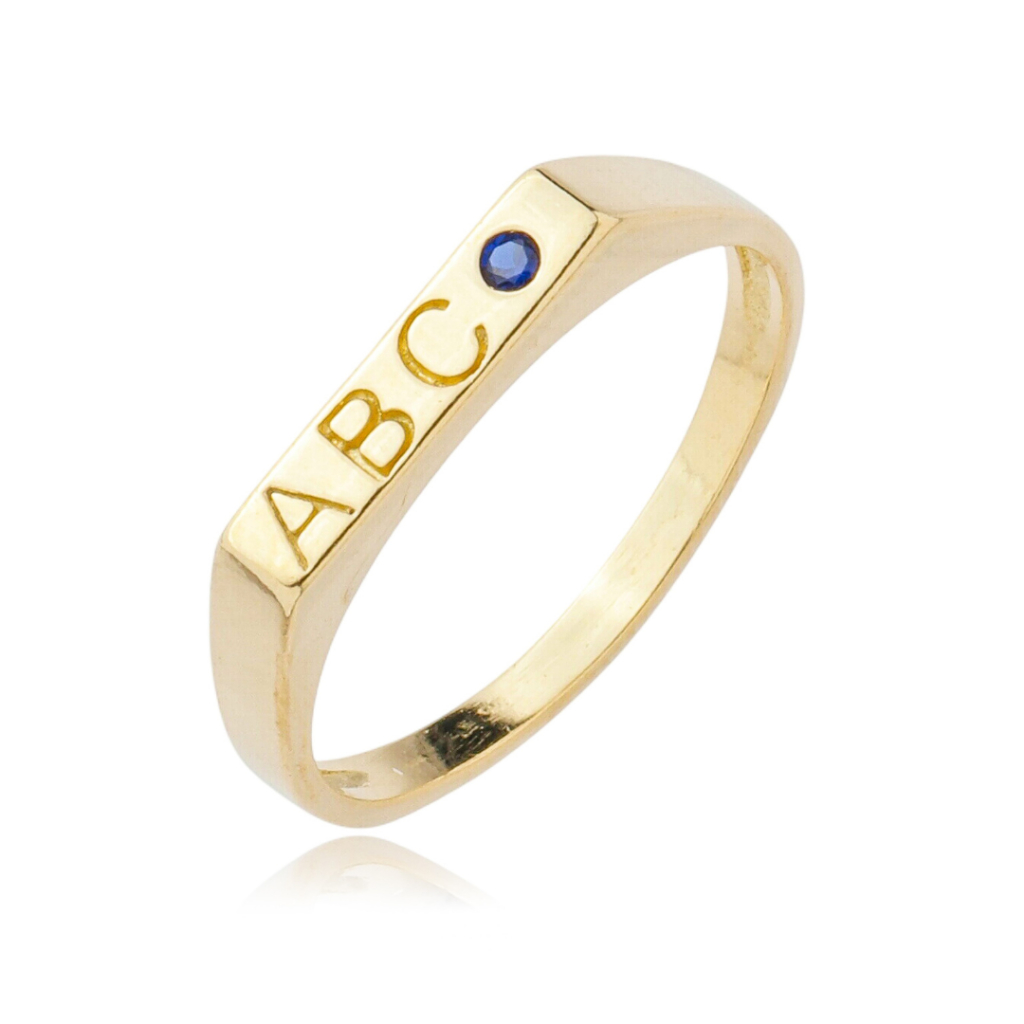 Anel De Formatura Infantil Abc Com Zircônia Safira- Prata 925