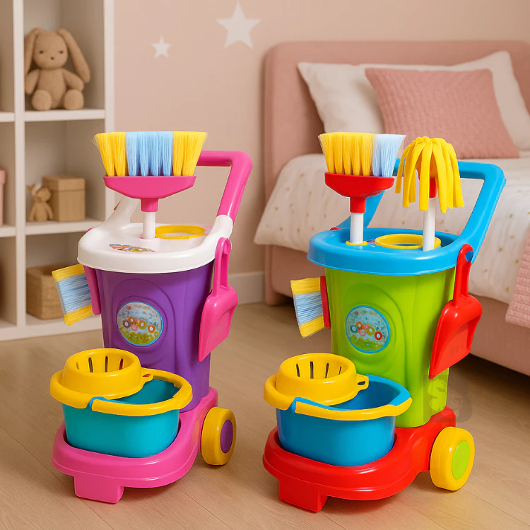 Brinquedo Infantil Carrinho de Limpeza Divertido Educativo Cleaning Trolley Kids Hábitos Saudáveis — imagem 1