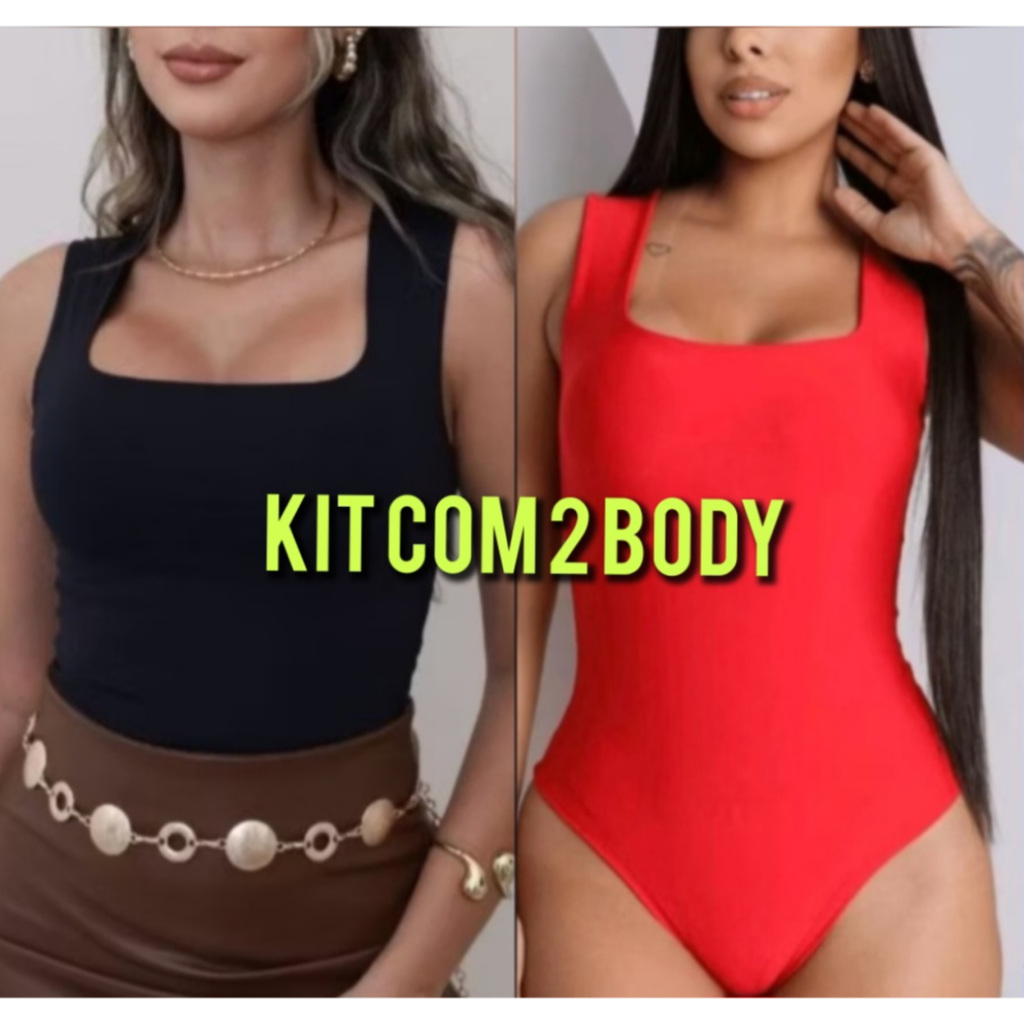 Kit com 2 BODY SUPLEX Decote Quadrado