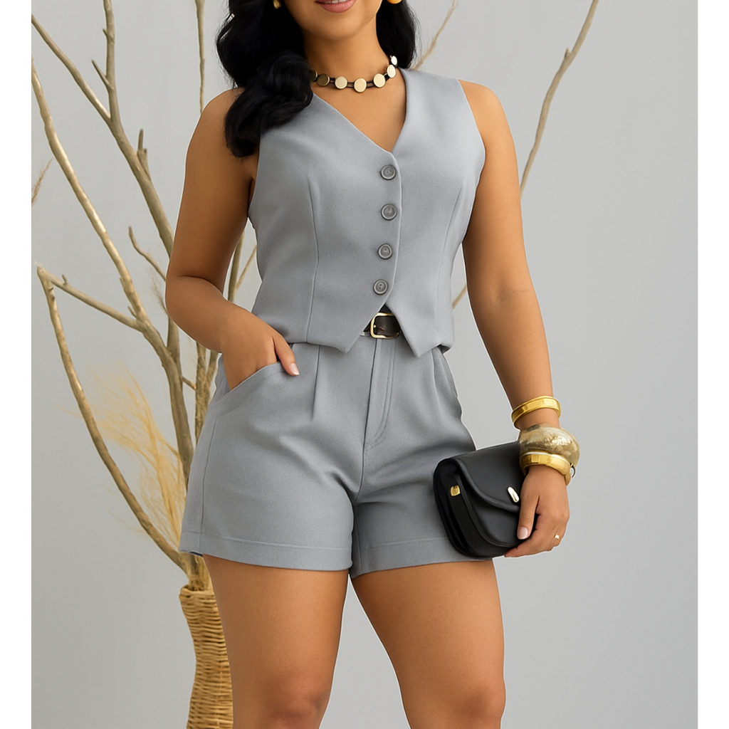 CONJUNTO GABRIELA MODA FEMIINA## EM ALFAIATARIA EM💕 SHORTS E COLETE   COM ENTREGA📦 NO MESMO DIA