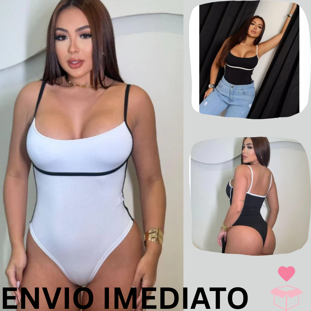 Body Maiô Ely Alças Cavado Feminino com Bojo Sustentação Alcinha