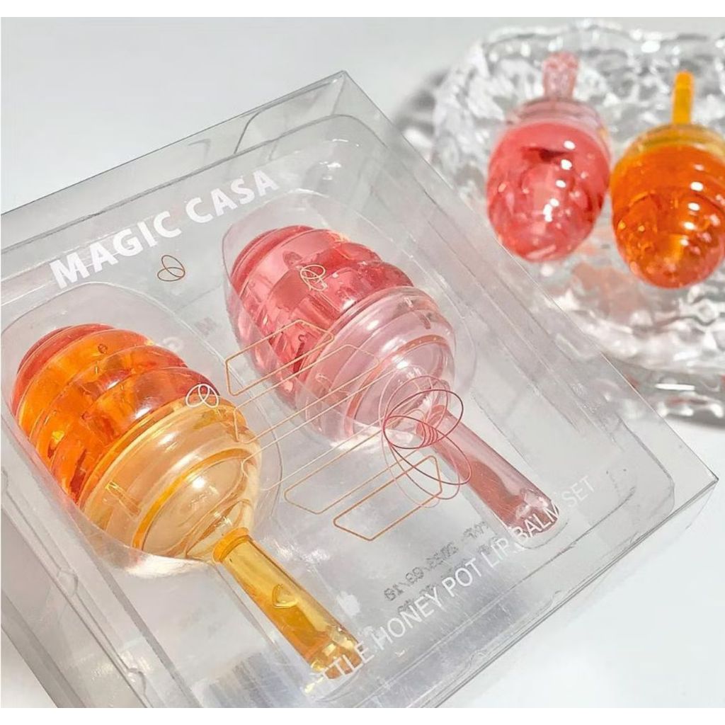 Kit com 2 Gloss de Mel - Honey Lip Balm - Potinho de Mel Rosa e Amarelo - Shein