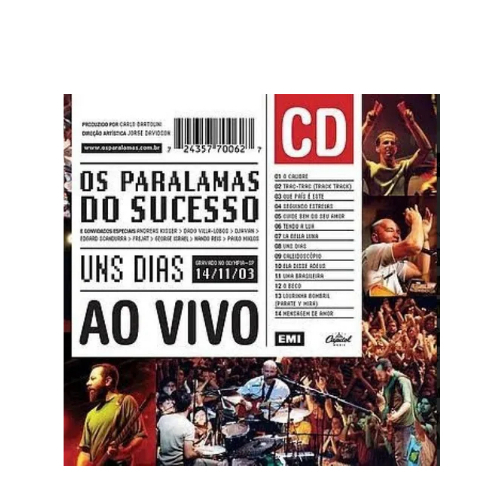Cd Os Paralamas Do Sucesso - Uns Dias Ao Vivo
