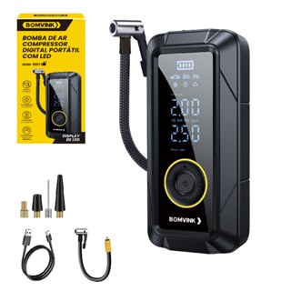 Bomba de Ar Compressor Digital Portátil com LED Encher Pneu Elétrica Portátil Sem Fio Carros Motos em Oferta na Shopee