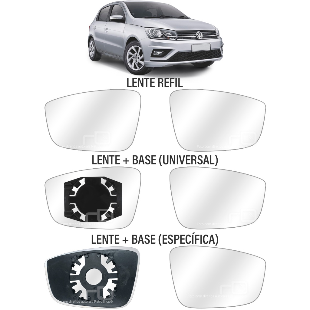 Lente Espelho Retrovisor Gol G6 G7 G8 2013 14 15 16 17 18 19 20 21 22 2023 Voyage Fox Vidro Convexo em Oferta na Shopee