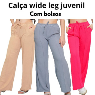 Calça Pantalona Feminina Juvenil em Oferta na Shopee
