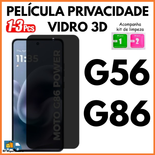 Película Privacidade 3D Temperado Anti Spy Para Motorola G56/G86 em Oferta na Shopee
