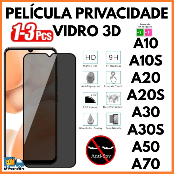 Película De Privacidade 3D Vidro Anti Spy Para Samsung A10 A10S A20 A20S A30 A30S A50 A50S A70 A70S