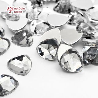 Chaton Triângulo 12mm – Cristal Transparente – Acrílico com Base Reta | Para Colagem em Artesanato, Moda e Decoração em Oferta na Shopee