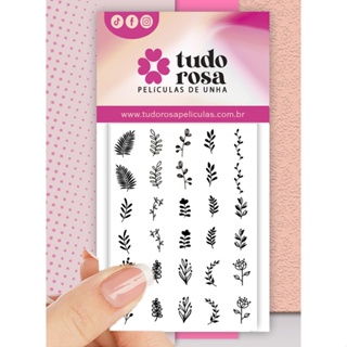 30 Película adesivo de unha RAMOS floral black em Oferta na Shopee