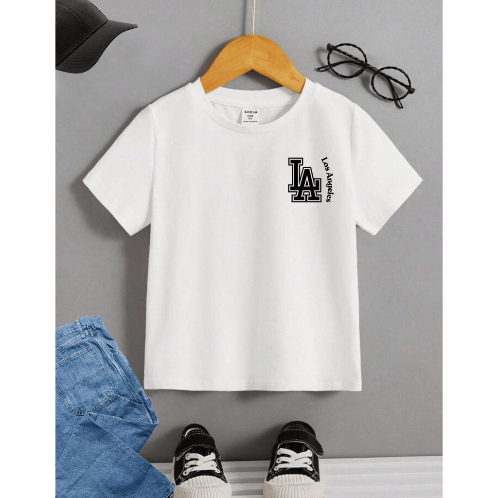 CAMISETA INFANTIL E JUVENIL LOS ANGELES LATERAL,CAMIS100%ALGODÃO, BLUSA MASCULINA MENINO, GOLA REDONDA, CAMISETA BASICA
