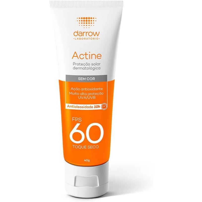 Protetor Solar Facial Actine Toque Seco FPS60 Sem Cor Com 40g