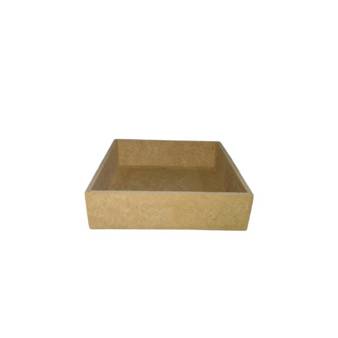JL064 Bandeja Quadrada Lisa em Mdf 20x20x5 P - Cesta Café da Manhã- Presente -Organizador- Decoração -Artesanato