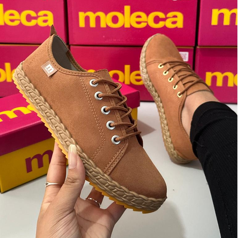 Tênis Moleca Feminino Sapato Casual Dia a Dia Camurça Flex Confortável Macio em Oferta na Shopee