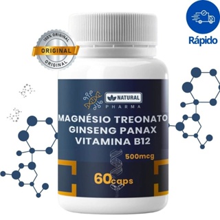 Magnésio Treonato 200mg + Ginseng Panax 100mg + Vitamina B12 Metilcobalamina 1000mcg em Oferta na Shopee
