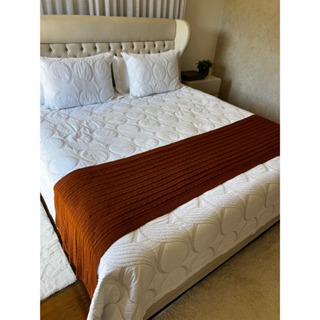 Peseira Manta Trancinha Sala Cama Queen Sofa Tricot 230x60cm em Oferta na Shopee