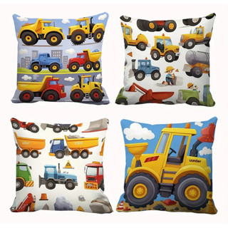 KIT 4 CAPAS DE ALMOFADAS INFANTIL TRATOR , CAMINHÃO IDEAL PARA A DECORAÇÃO - TAMANHO 45X45