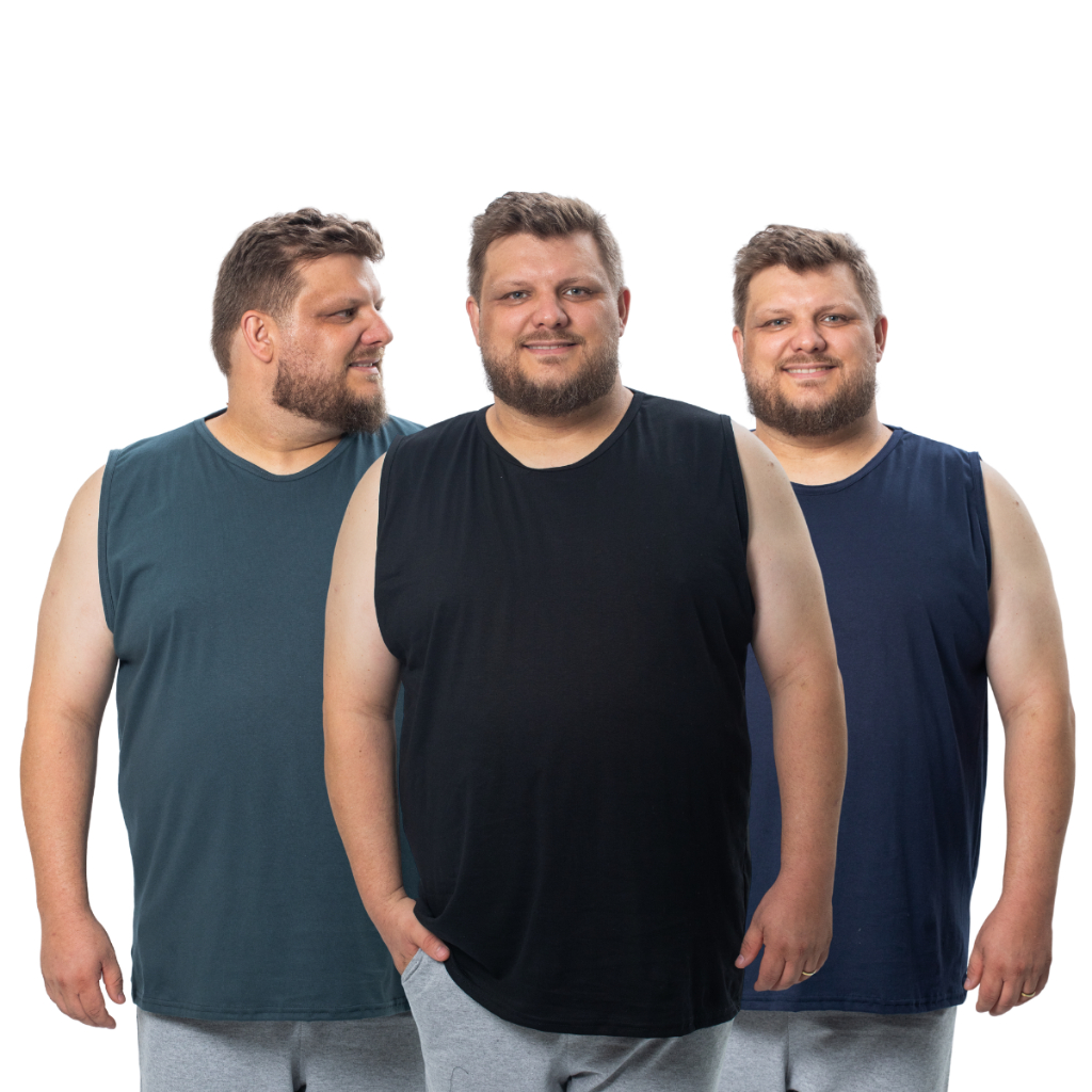 Kit 3 Regatas Plus Size Masculina De Algodão Tamanho Especiais G1 G2 G3 G4
