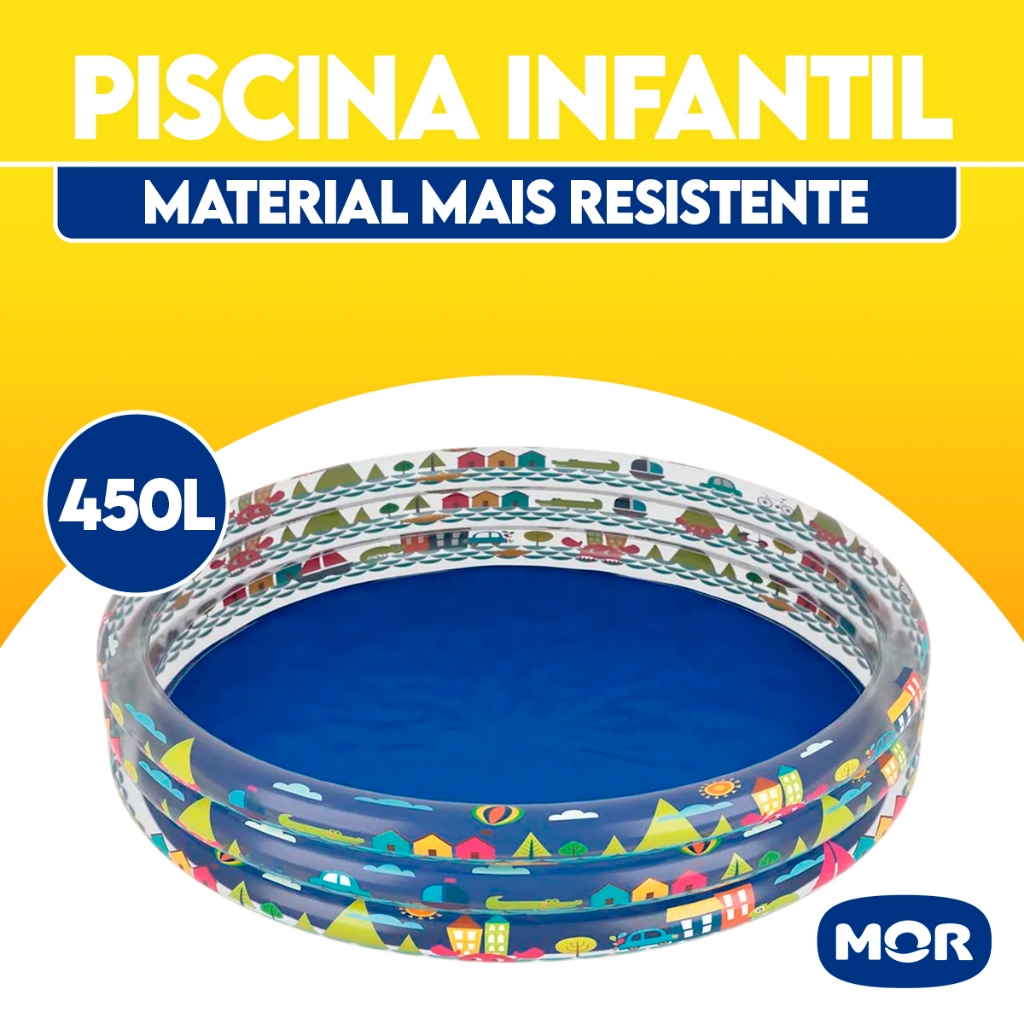 Piscina Banheira Inflável Infantil Redonda 450 Litros - Mor em Oferta na Shopee