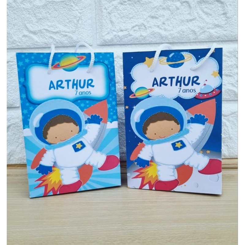 Sacolinha Personalizada P Pegue e Monte ASTRONAUTA Festa Infantil Lembrancinhas Decoração  Aniversário