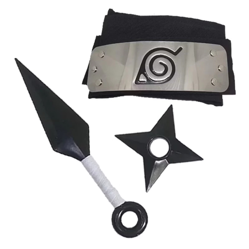 Kit Bandana Naruto em Aço inox (Vila da Folha) + Kunai + Shuriken em Oferta na Shopee