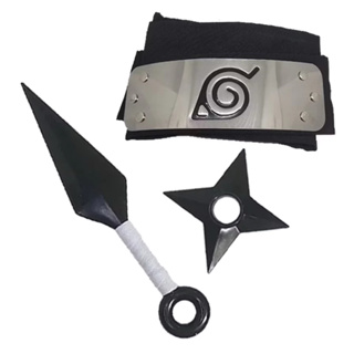 Kit Bandana Naruto em Aço inox (Vila da Folha) + Kunai + Shuriken em Oferta na Shopee