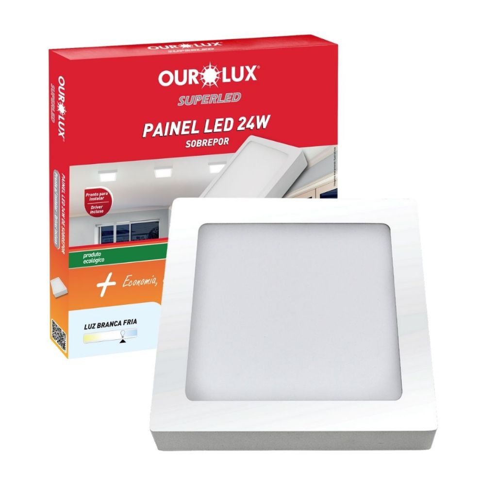 Plafon Led Sobrepor Branco 24W Bivolt 6400K Luz Branca em Oferta na Shopee