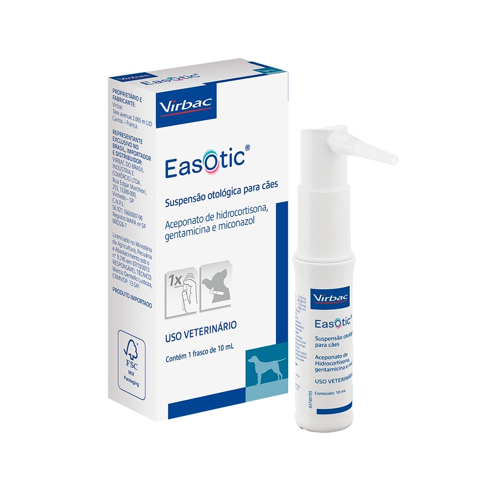 Easotic Virbac Solução De Tratamento Otológico Para Cães