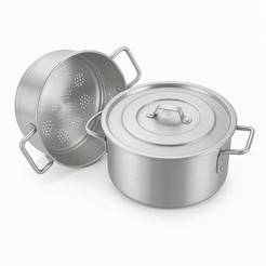 Panela Caçarola A Vapor Alumínio Polido Profissional 40Cm 23,5L Nacional