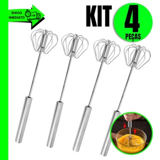 Conjunto 4 Batedor Semi Automático de Ovos, Massas e Molhos – Fácil de Usar