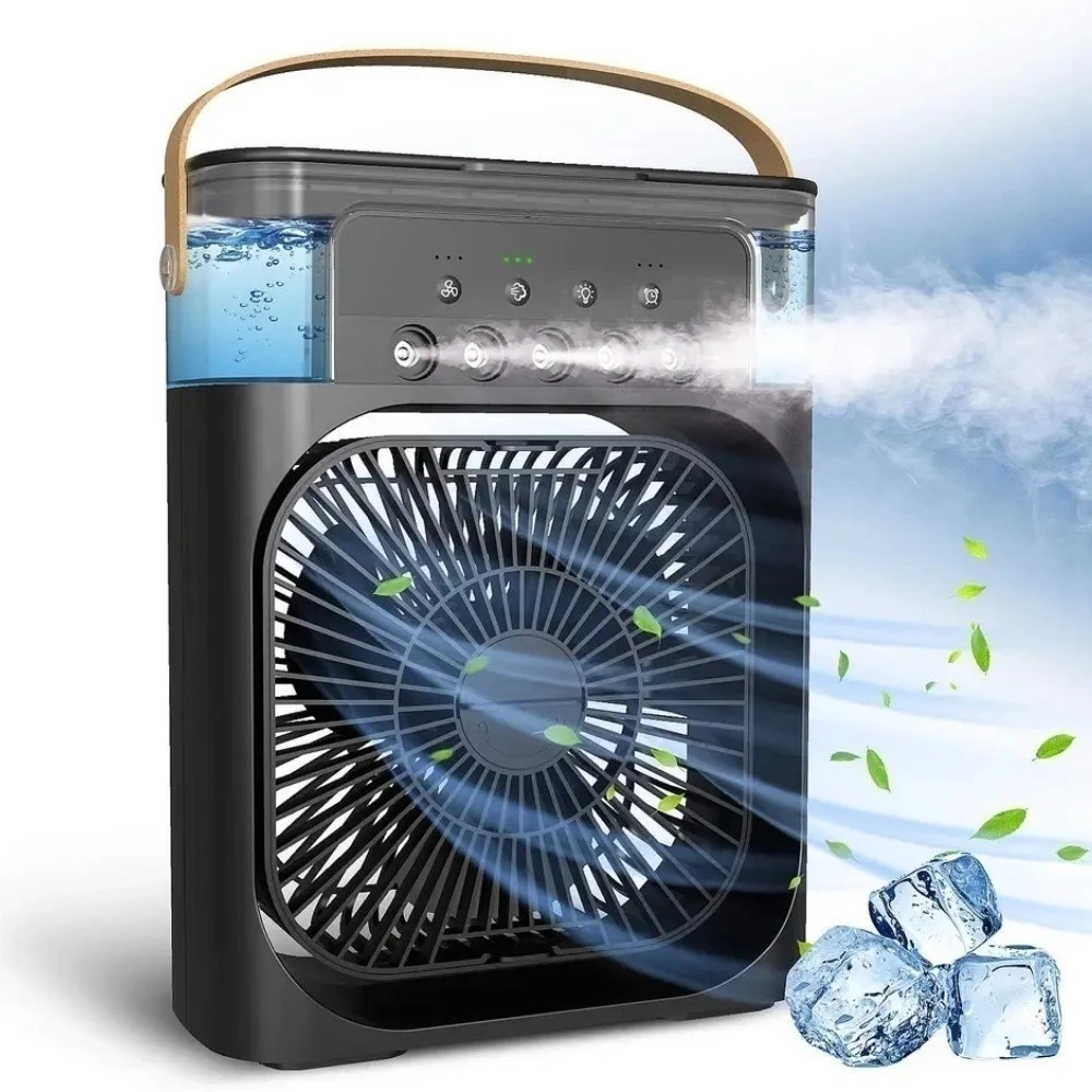 Mini Ventilador Climatizador Umidificador Portátil USB Bivolt Led