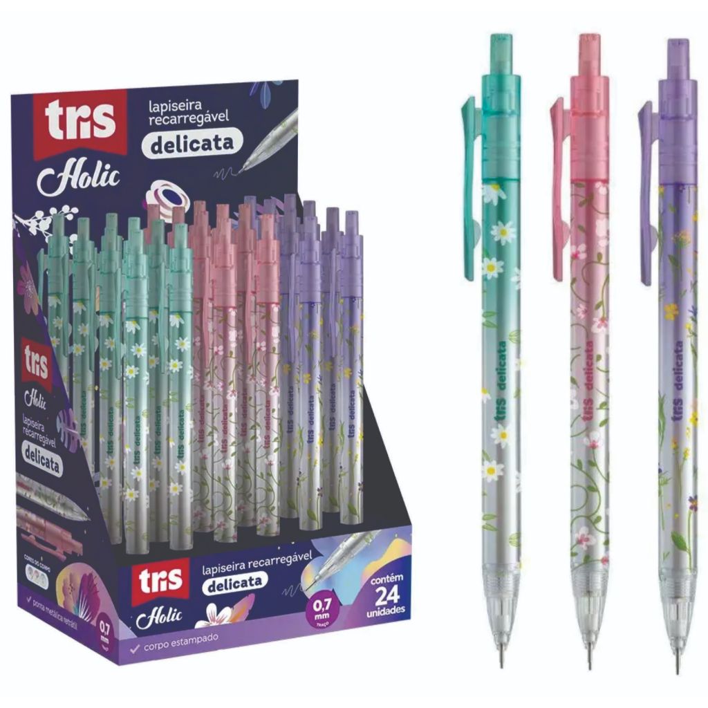 Lapiseira Delicata Holic Garden - 0.7mm kit com 03 unidades  - Tris, Material Escolar, Escritório em Oferta na Shopee