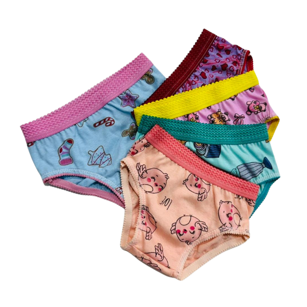 Kit 5 Calcinha Infantil Criança Algodão Estampada Cós Elástico — imagem 2 de 2